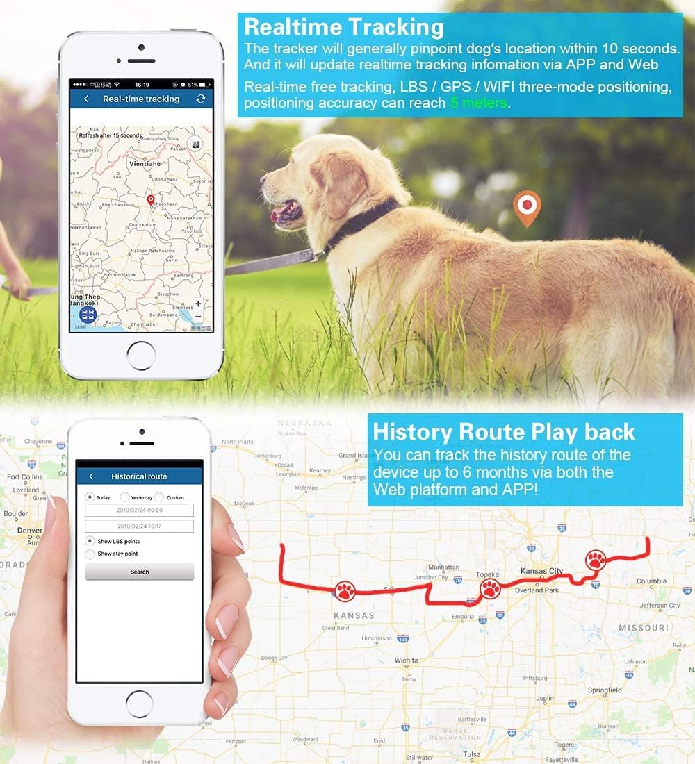 4G GPS Tracker for Dogs & Herding Dog,Cattle,Large-Bodied Animals,Livestock
