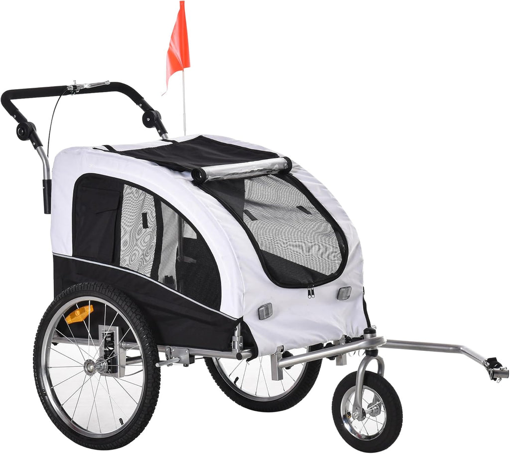 Aosom Dog Bike Trailer 2-in-1 Pet Stroller, Red