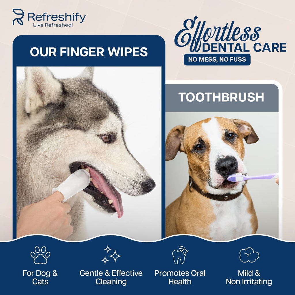Dog Teeth Cleaning Wipes (100 Value Pack) Fresh Mint Cat & Dog Dental Wipes