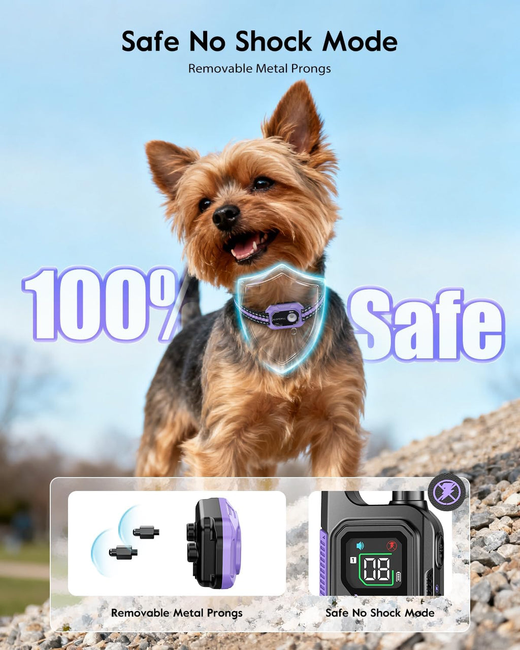 SLOPEHILL Mini Shock Collar for Small Dogs 5-30lbs,Featuring No Shock Mode