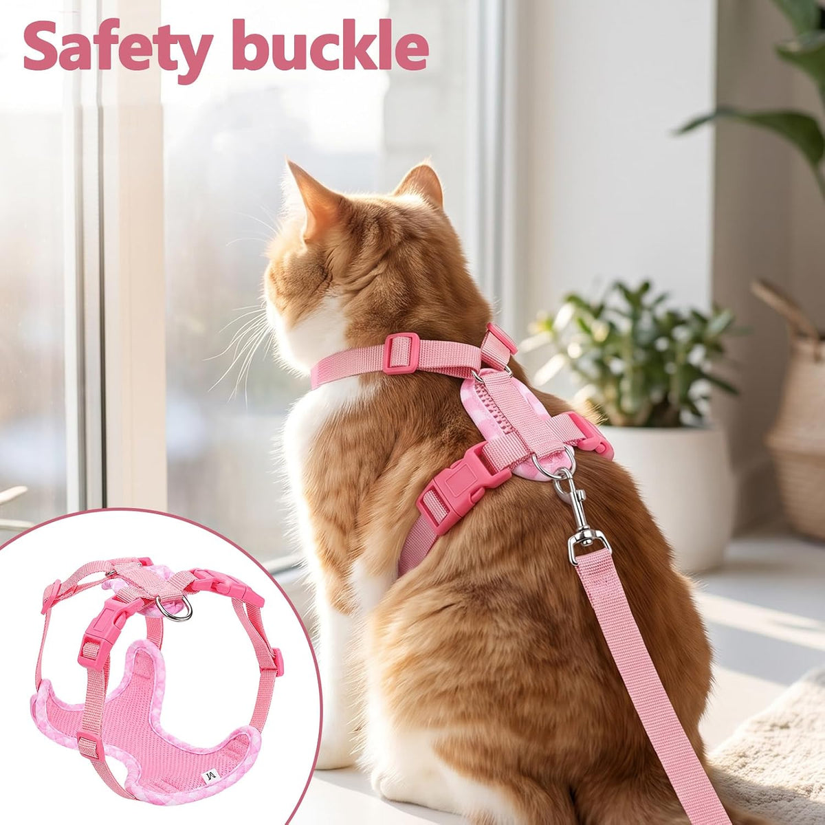 Cat Harness and Leash Set Adjustable Escape Proof Vest for Cats
