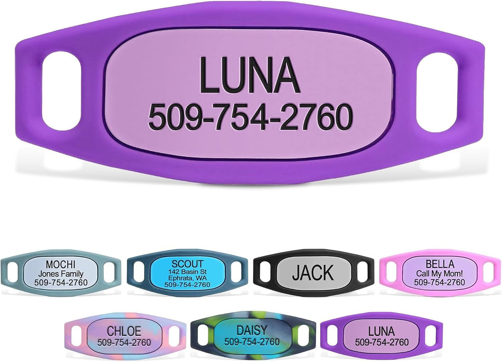 GoTags Silent Dog Tag, Personalized Engraved Silicone and Cat Pet ID Tags