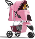 Magshion 3-Wheel Pet Stroller for Small/Medium Dog Cat, Up to 33lbs, Pink