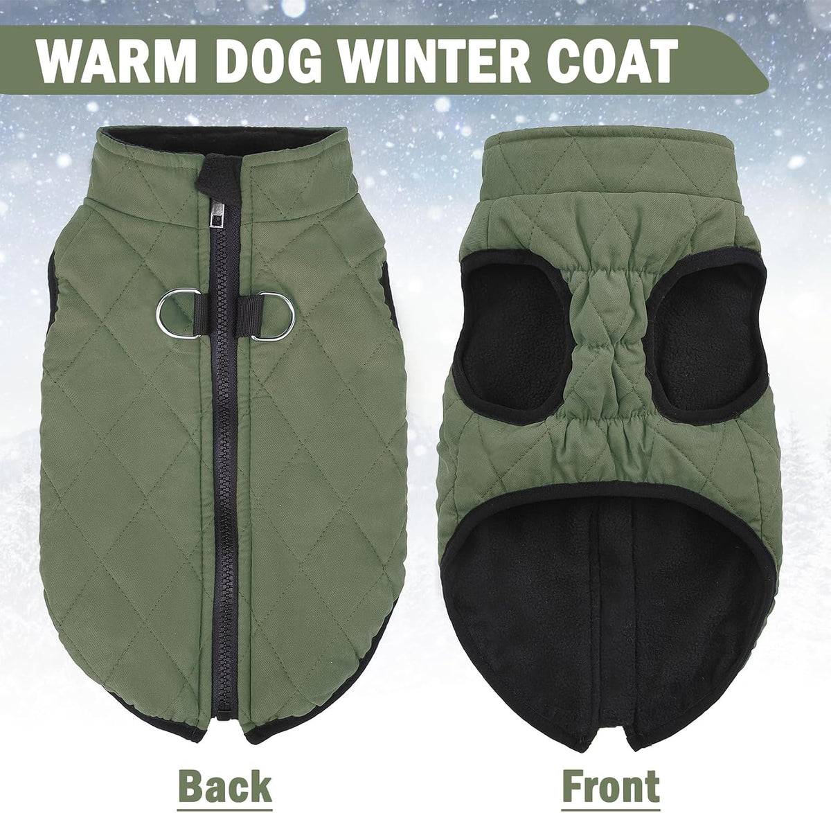 Winter Dog Vest Coat with Harness Built In