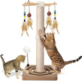 Cat Scratching Post, Sisal Scratcher with Enrichment Toys for Indoor Cats