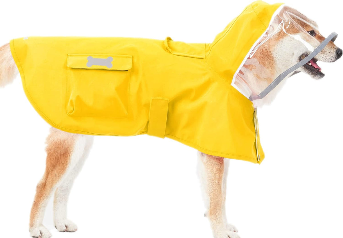 MAMORE Dog Raincoat Waterproof Reflective Adjustable Pet Rain Jacket Hood