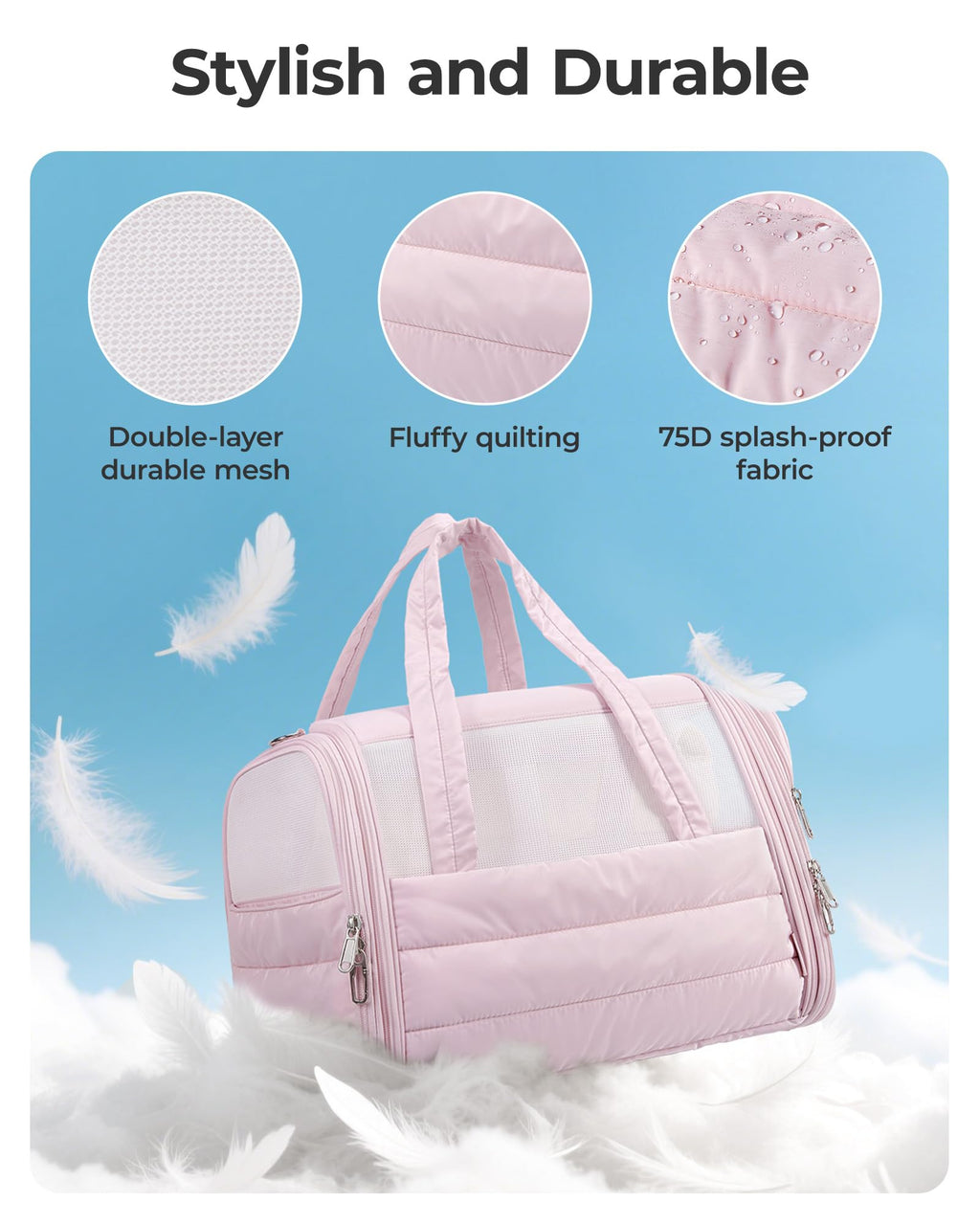 BAGSMART Cat Carrier Soft-Sided Puffy Quilted Collapsible Pet Travel Bag