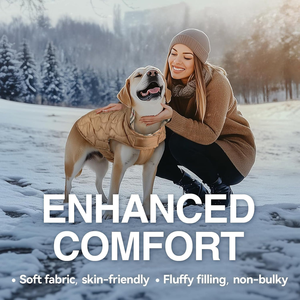 VIVAGLORY Dog Winter Coat Softjoy Warm Dog Jacket, M, Khaki