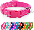 Reflective Dog Collar, Neoprene Padded Small Dog Collar, Hot Pink, S