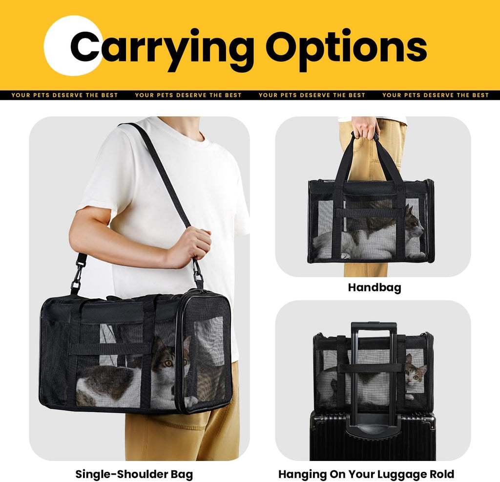 Conlun Cat Carrier Bag,Soft-Sided Pet Carriers for Dogs,M,Black