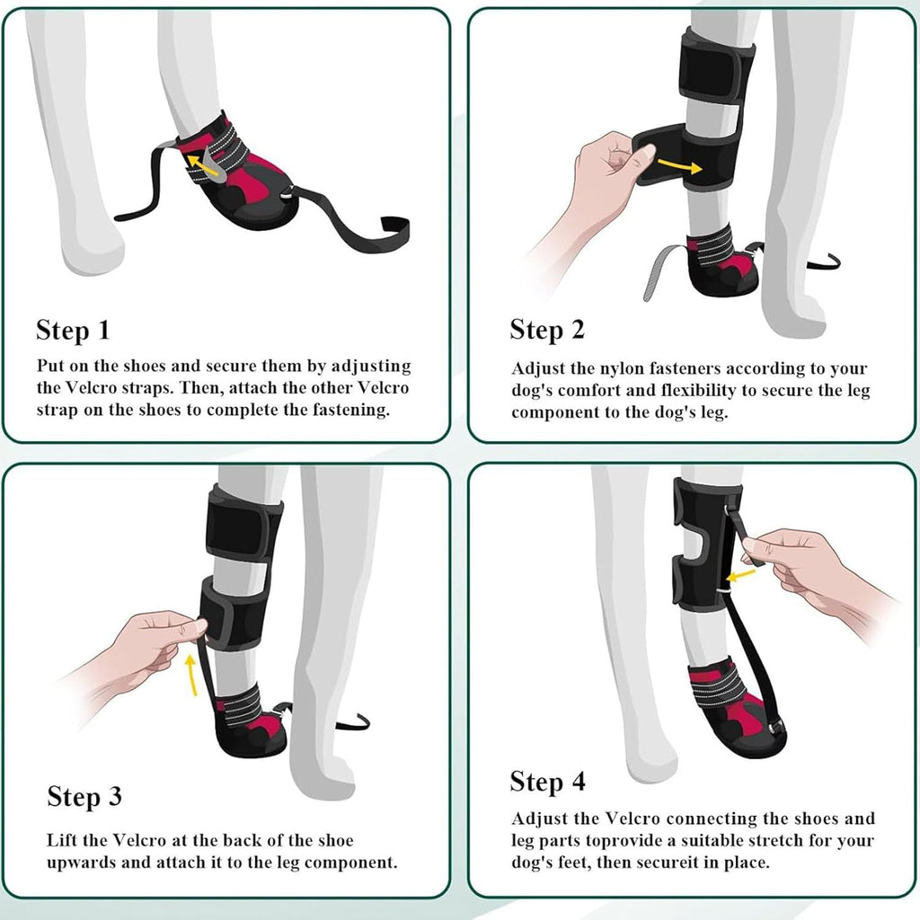 Strap on Drop Foot Brace for Dogs, Corrective Dog Shoes (L)