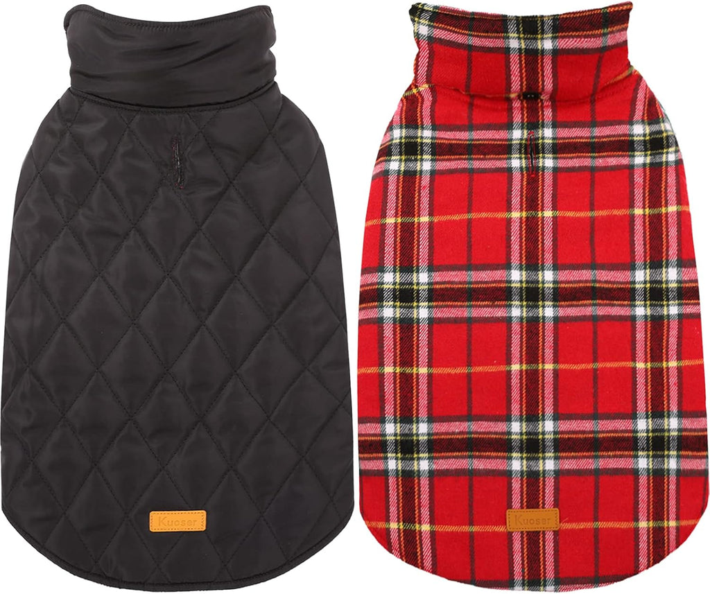 Kuoser Waterproof Dog Coat, Warm Reversible Dog Jacket with Leash Hole