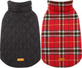 Kuoser Waterproof Dog Coat, Warm Reversible Dog Jacket with Leash Hole