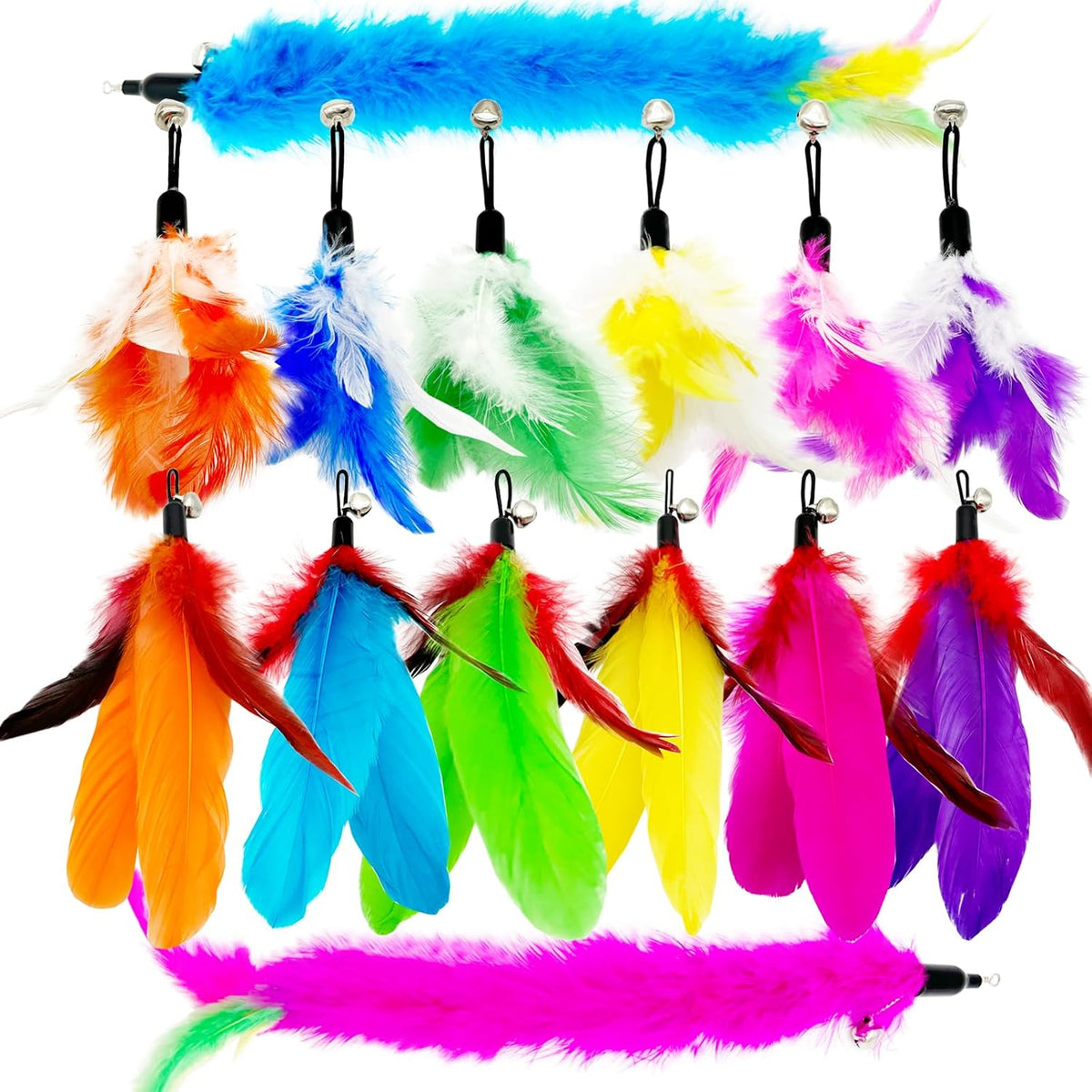 Cat Feather Toys Refills, 10 Pieces Worms Feathers Refills, Cat Wand Replacement Feathers Toy for Indoor Cats