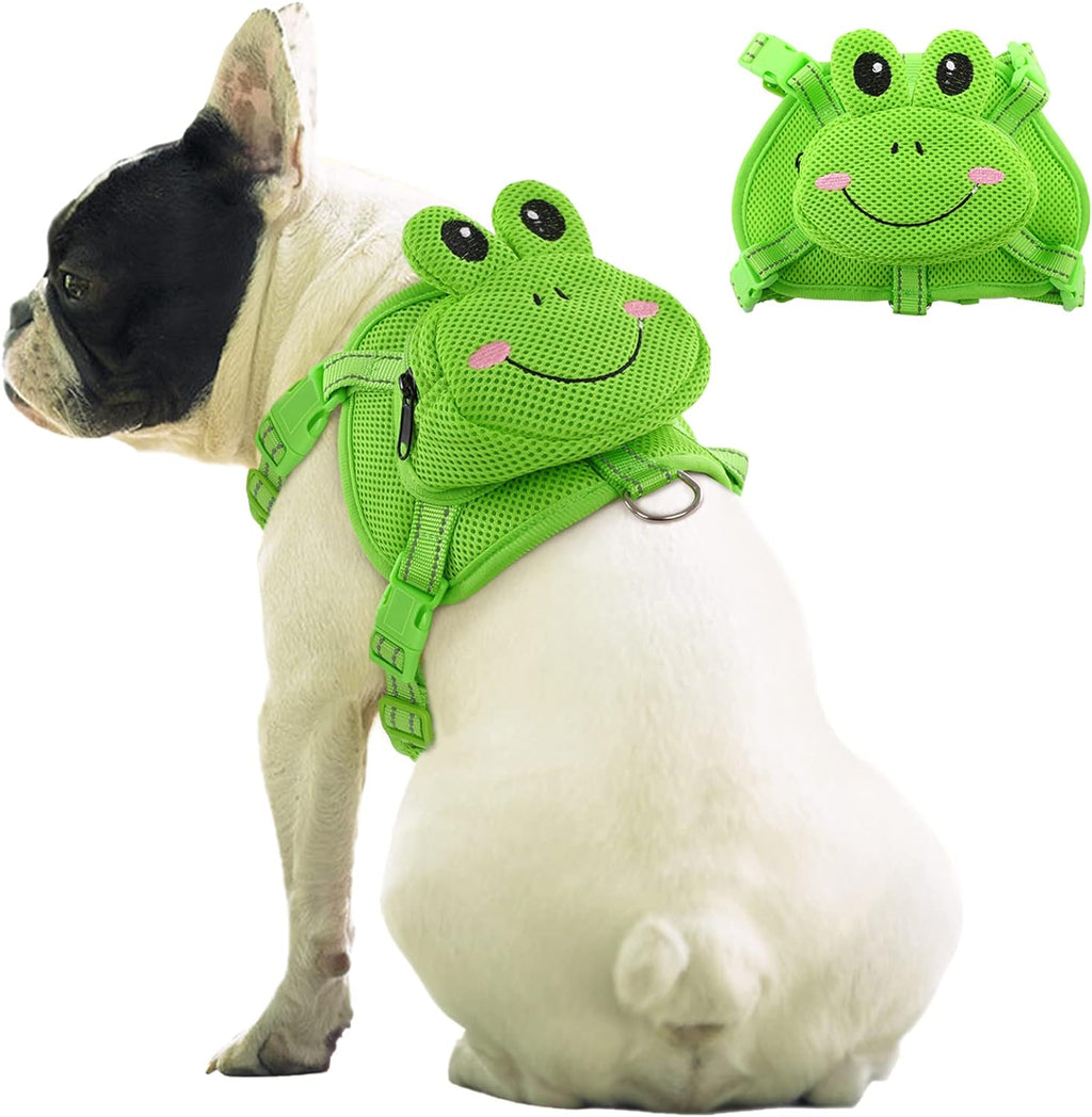 Dog Backpack Harness, No-Pull Dog Backpack with D-Ring,Frog,M