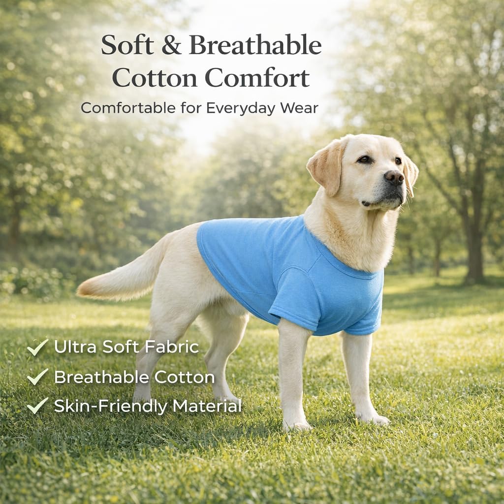 Lovelonglong Pet Clothing Dog Costumes Basic Blank T-Shirt Tee Shirts for Large Dogs Blue XXXXL