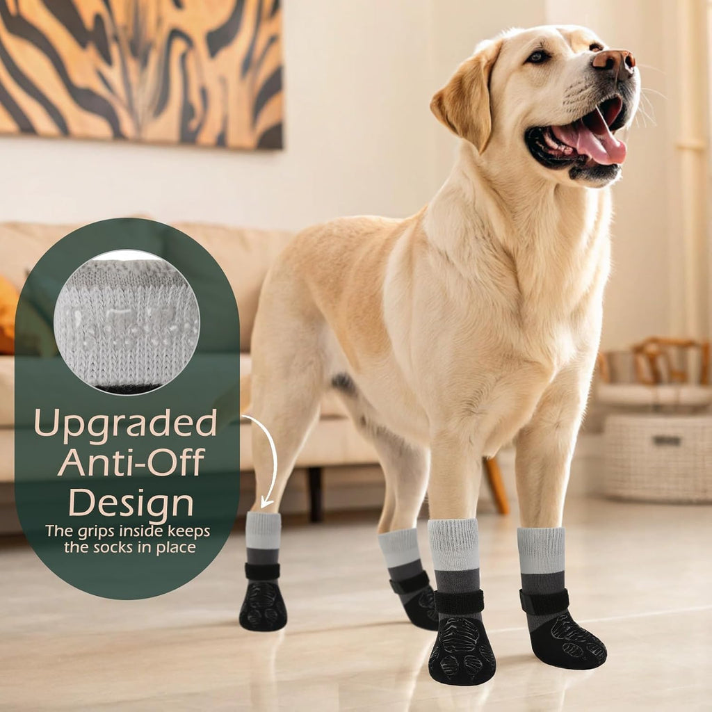Anti Slip Dog Socks to Prevent Licking Paws with Grippers Black