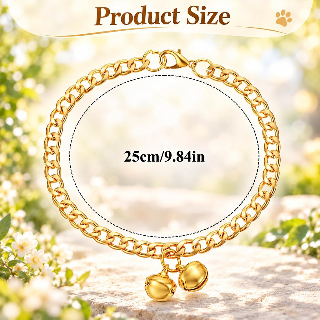 2 PCS Gold Cat Chain Collar with Bells Silver Cat Collar with Bell