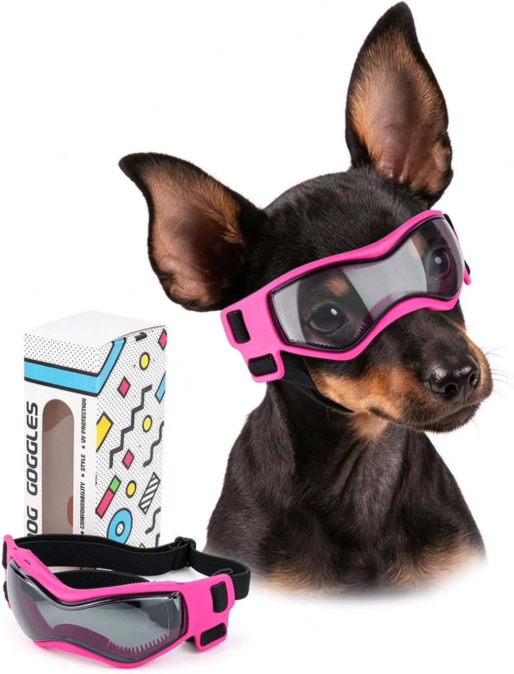 Dog Goggles Small Breed, XS Dog Sunglasses Chihuahua Glasses Anti-UV Eyes Protection for XSmall Pets Tiny Dogs Cats, Bla