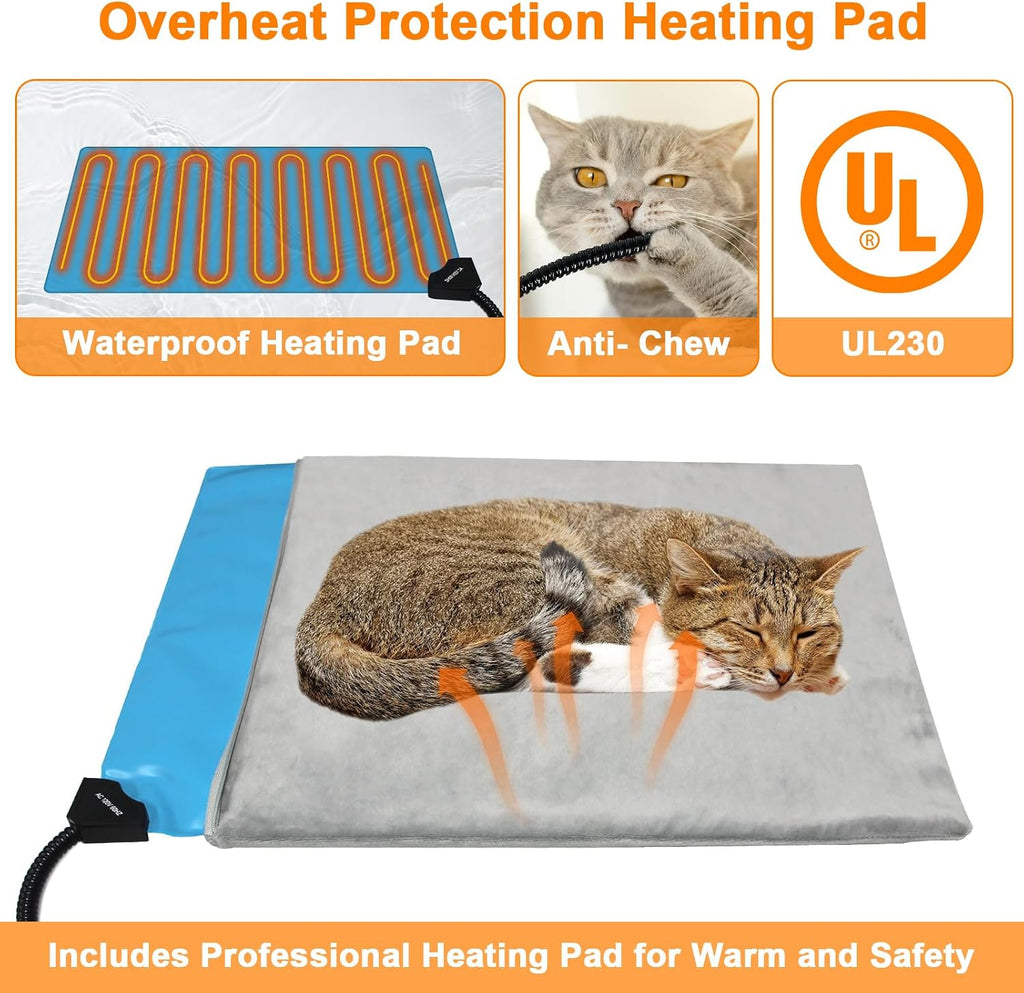 Indestructible Heated Cat House for Outside Cats Winter,Weatherproof & Insulated & Elevated Feral Cat House with Escape 