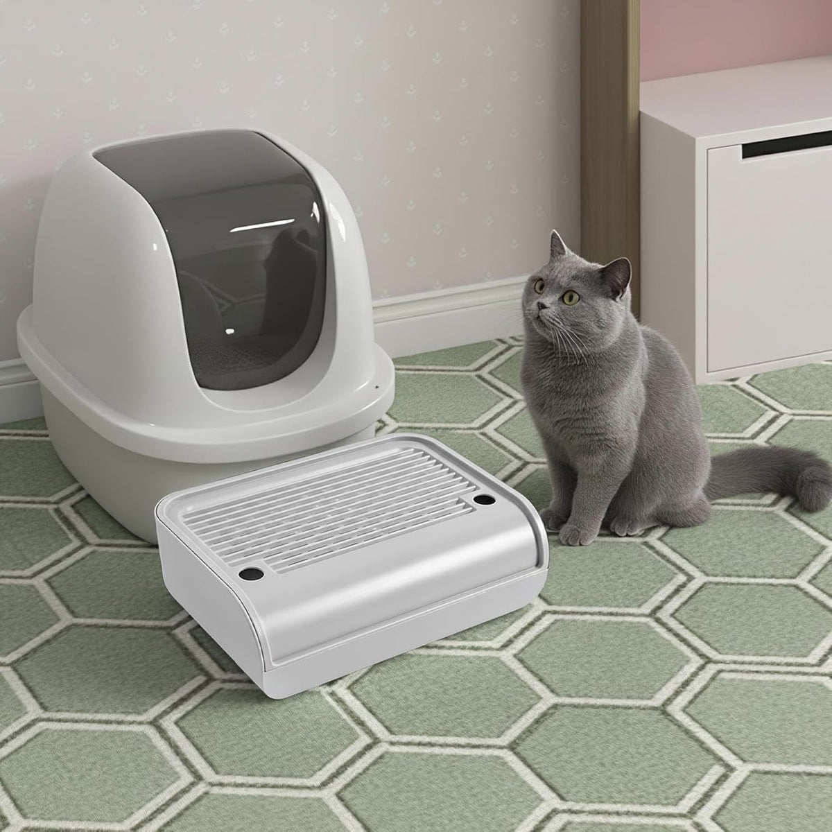 Free Standing Cat Ramp, Modern Litter Box Step for Household Pet Use