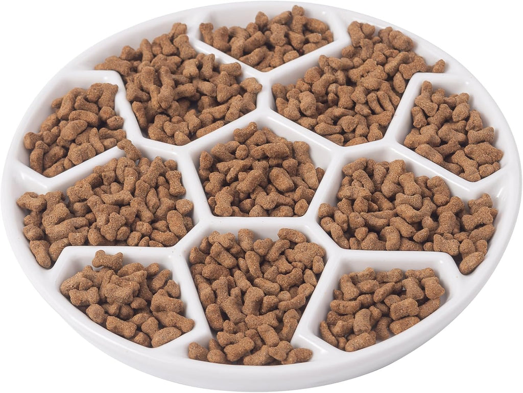 Ceramic Cat Slow Feeder,Shallow and Wide Opening Dish for Whisker Friendly