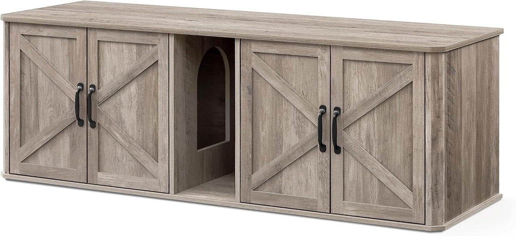 Feandrea Double Cat Litter Box Enclosure for 2 Cats, Front Entry