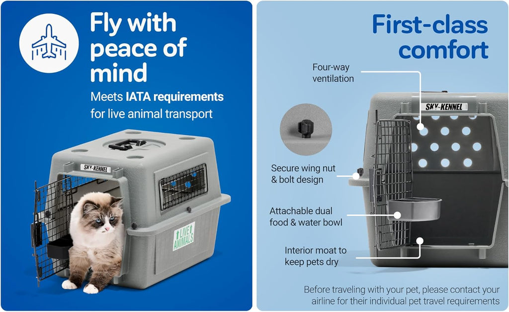 Petmate Sky Kennel for Air Travel, 28in Dog Crate for Pets 15 to 30lbs