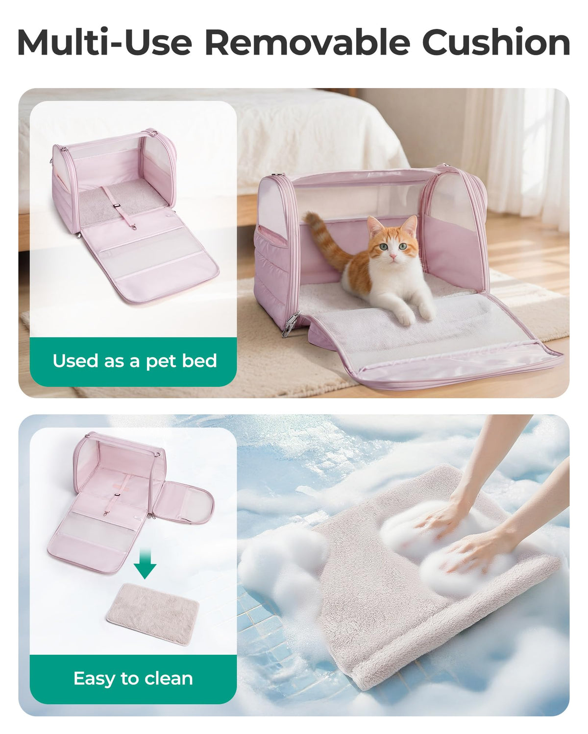 BAGSMART Cat Carrier Soft-Sided Puffy Quilted Collapsible Pet Travel Bag