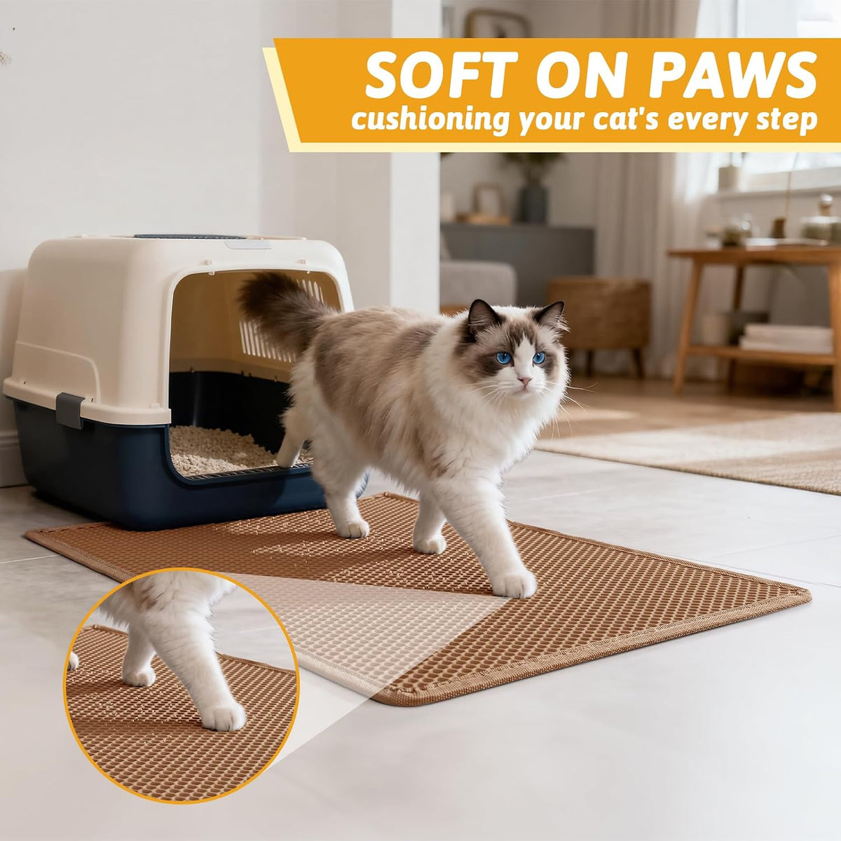 Pieviev Litter Mat, Double-Layer Waterproof Litter Trap, 30" x 24" Brown