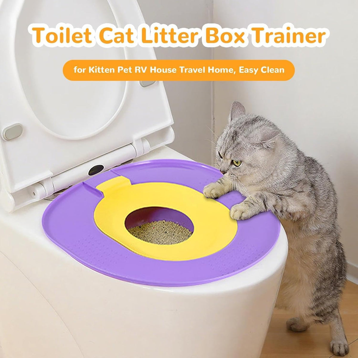Reusable Cat Toilet Training Kit - Detachable Pet Potty Trainer Tray for