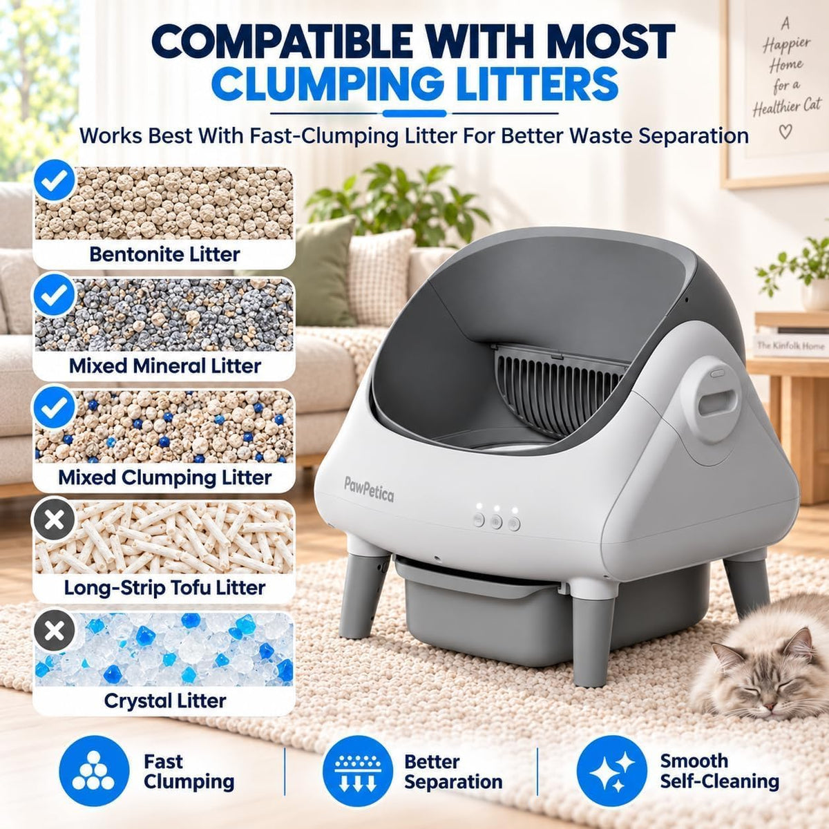 Self Cleaning Litter Box, 10.5L Automatic Cat Litter Box with WiFi App