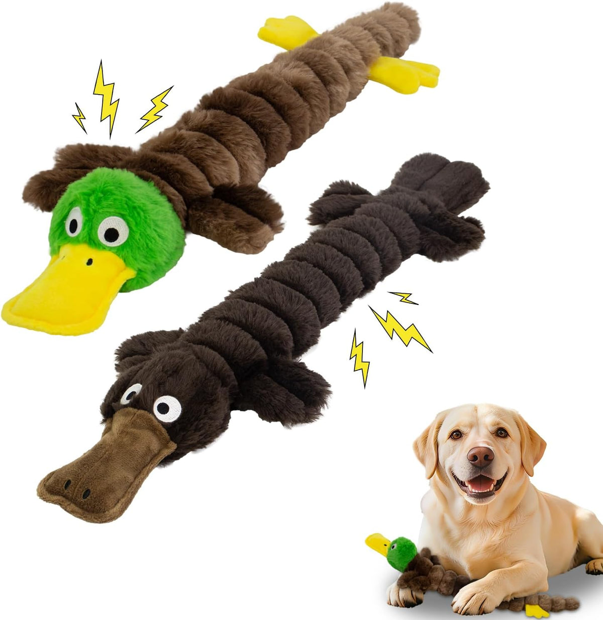 No Stuffing Dog Toys 2 Pack for Small Medium Large Dogs