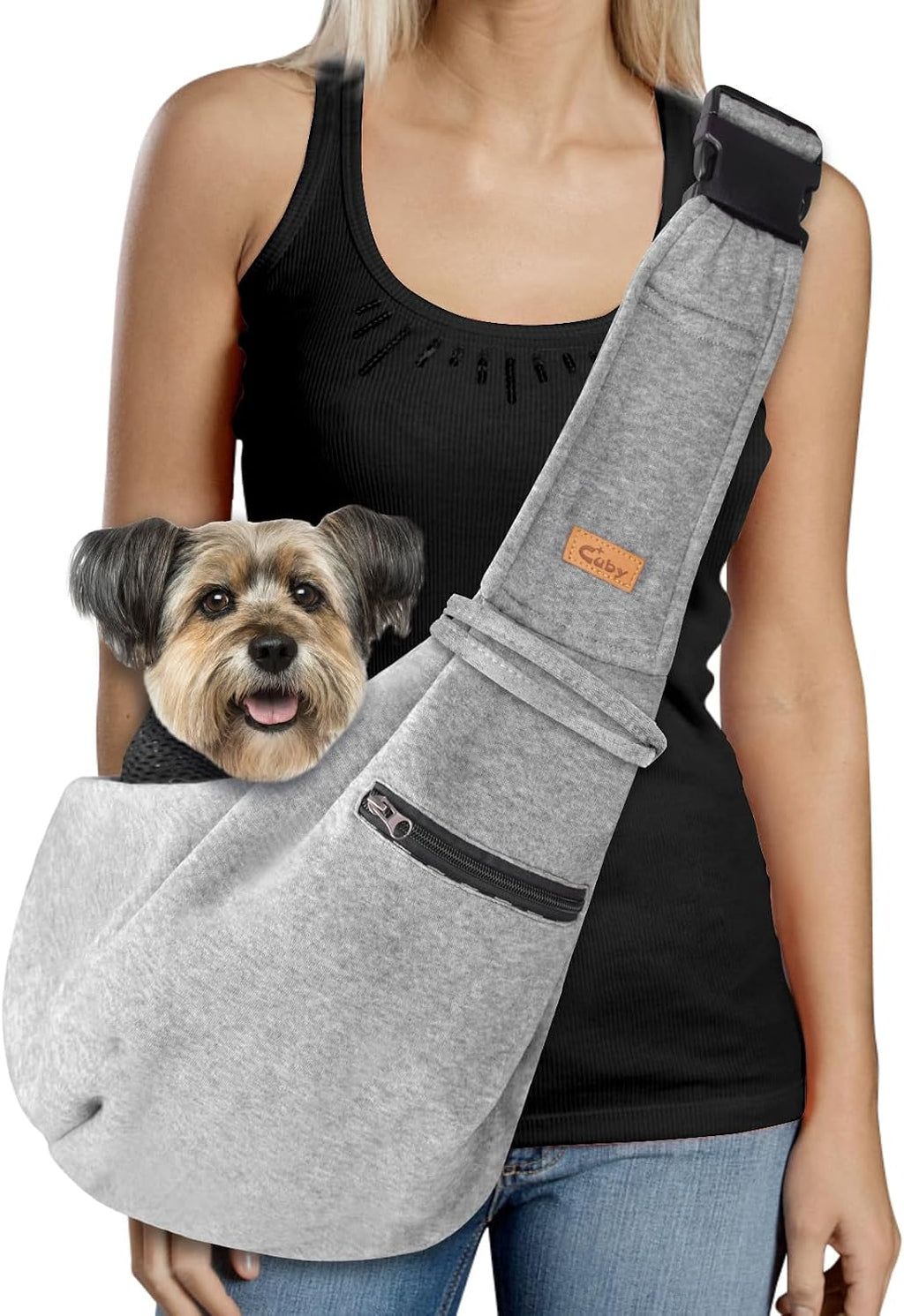 Dog and Cat Sling Carrier - Hands Free Reversible Pet Sling Bag - Ring Sling Adjustable - Suitable for Puppy, Small Dogs