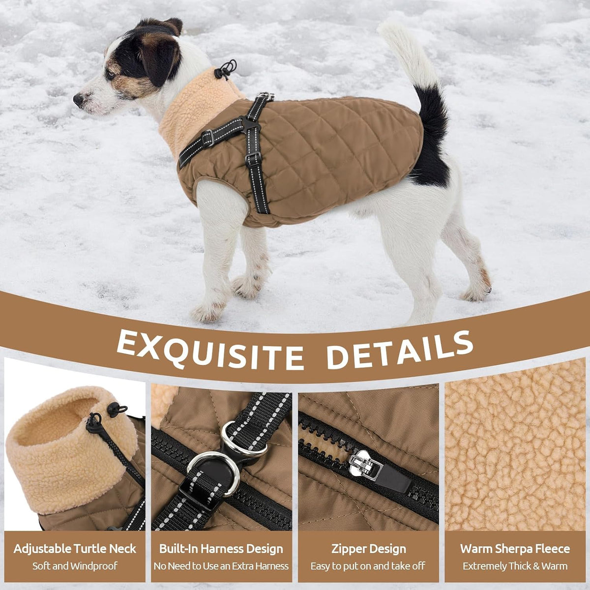 Dog Jackets for Medium Dogs, Dog Coat with Harness Built in