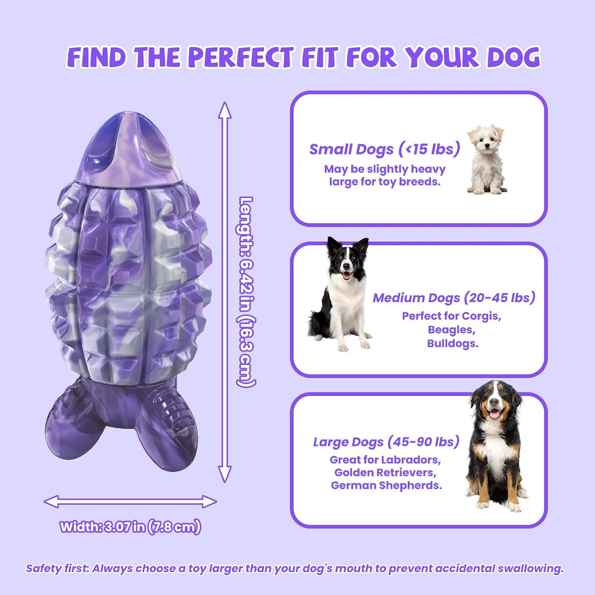 YINEYA Tough Dog Toys for Aggressive Chewers, Dog Chew Toys, Purple