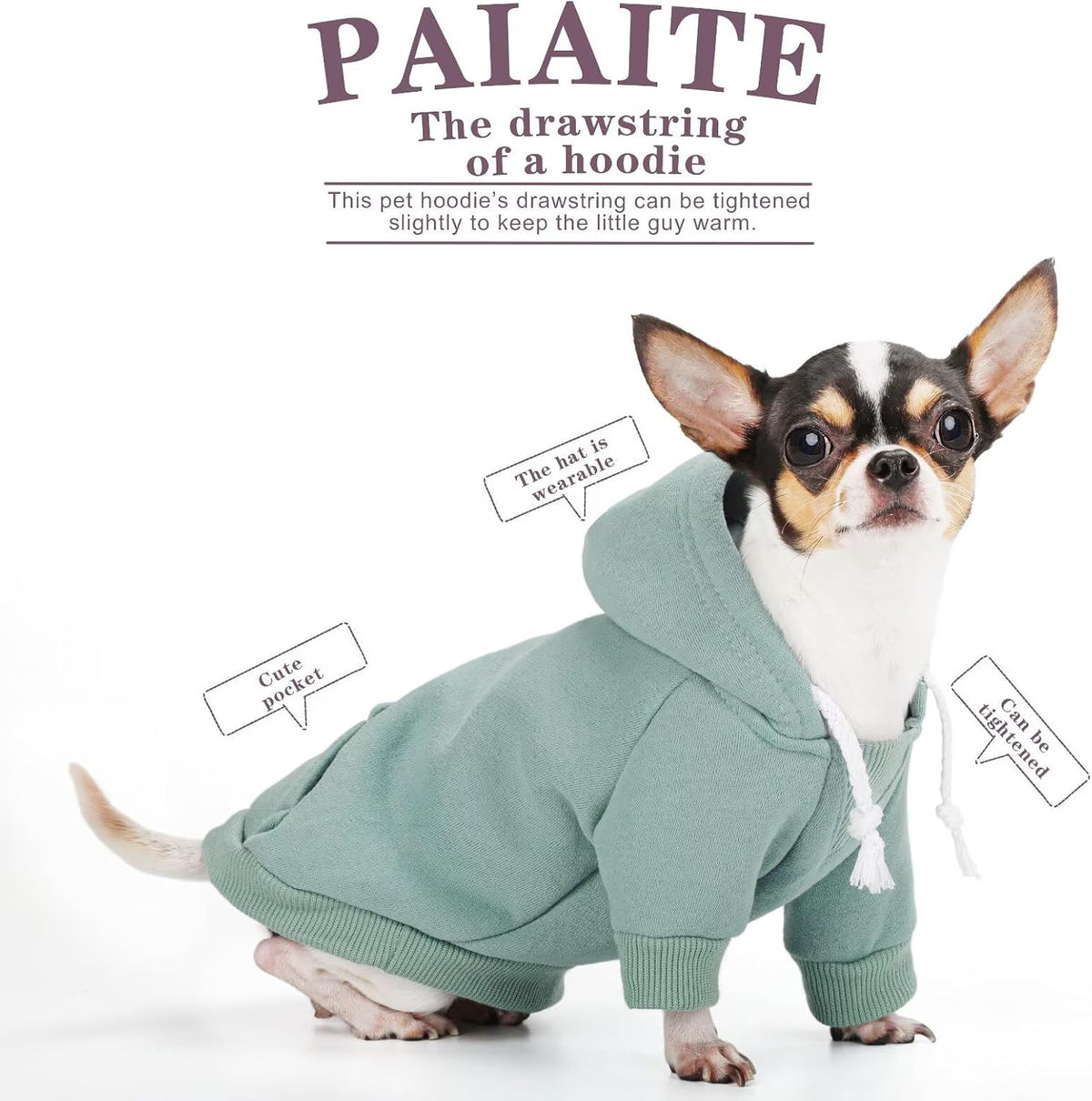 Small Dog Hoodie Sweater: Winter Sweatshirt Pet Coat with Pockets, Hat & Leash Hole for Puppy Doggie Chihuahua, Small-Me