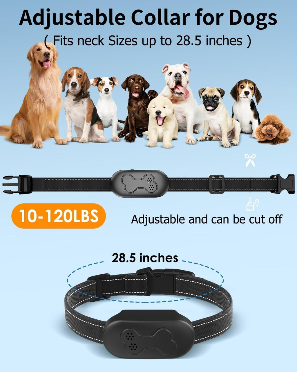 Dog Shock Collar with Remote Control, Waterproof Dog Training Collar, Bk