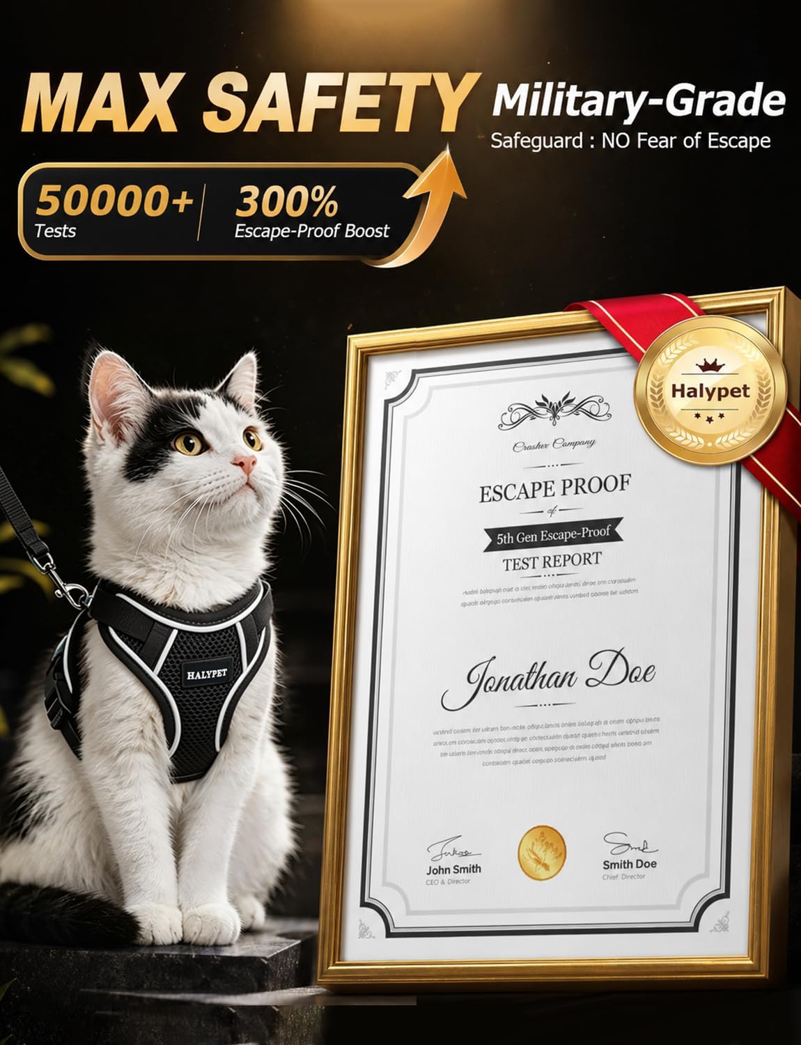 Cat Harness and Leash Set,Escape Proof Kitten Harness,Black