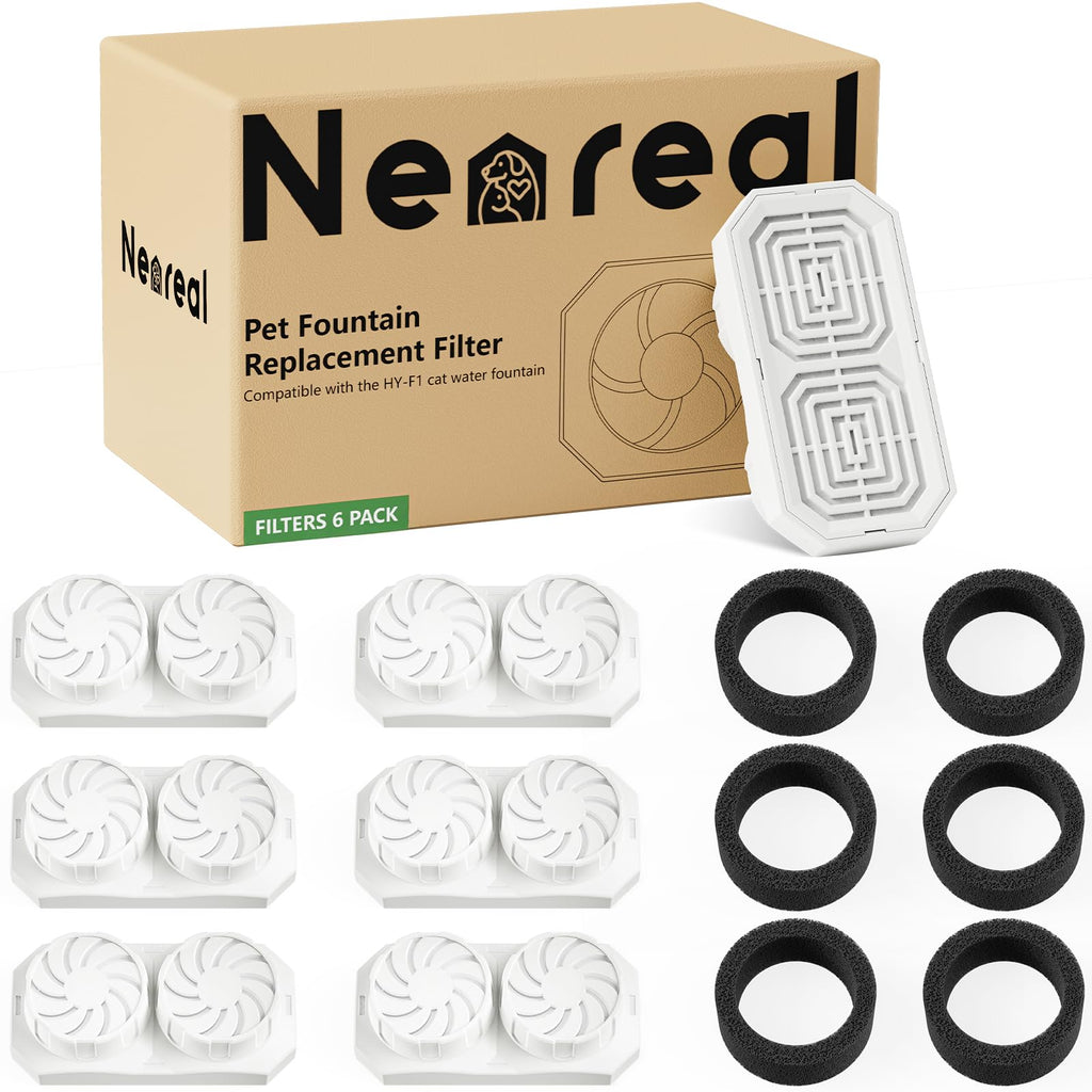 Neareal Official 6-Pack Replacement Filter Set for 108oz Cat Fountain