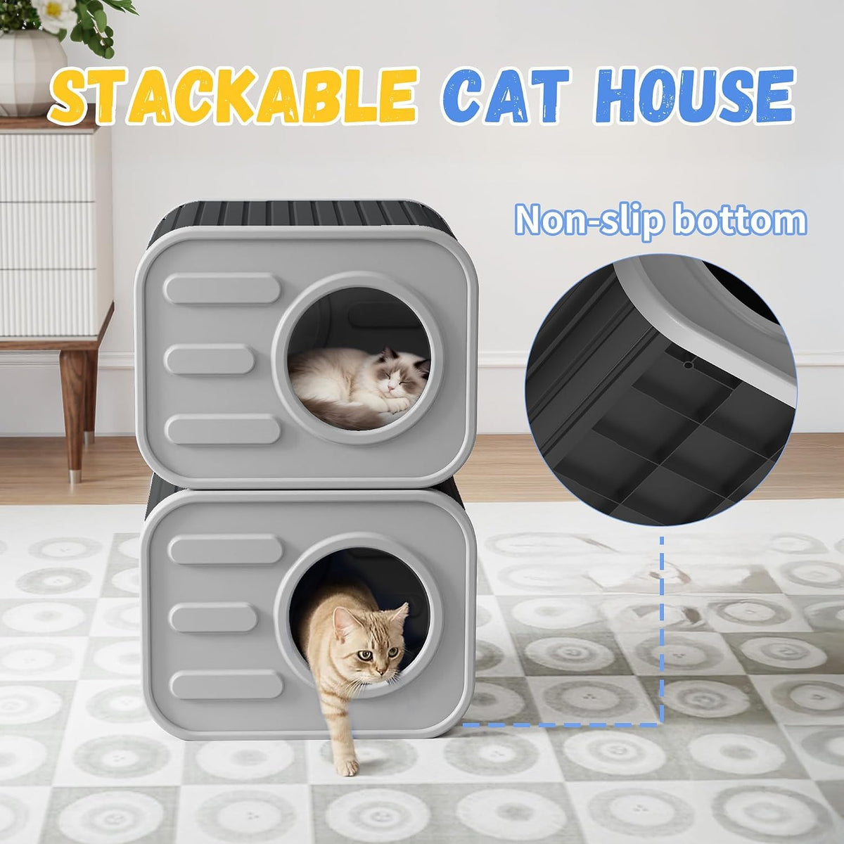 Outdoor Cat House Weatherproof, Black