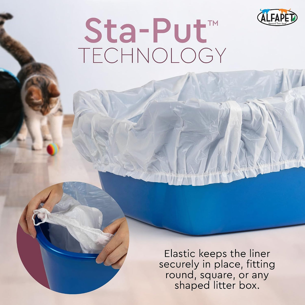 Alfapet Cat Litter Box Liners Large 12 Count - Tear-Resistant Cat Litter Bags - Waterproof Kitty Litter Liners - Fits Li