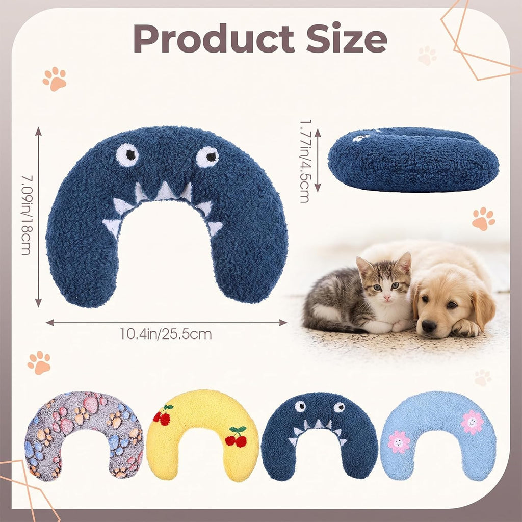 4 Pcs Cat Pillow, Soft Calming Neck Support Cushion,Colorful Pet Dog Pillow