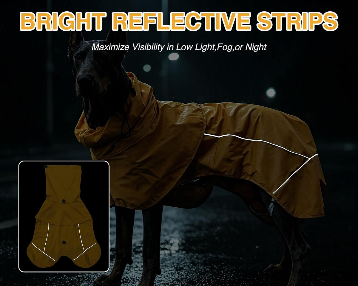 Skmeditec Dog Raincoat with Hood, Waterproof Puppy Rain Coat, Windproof Breathable Jacket with Mesh Lining, Outdoor Hiki