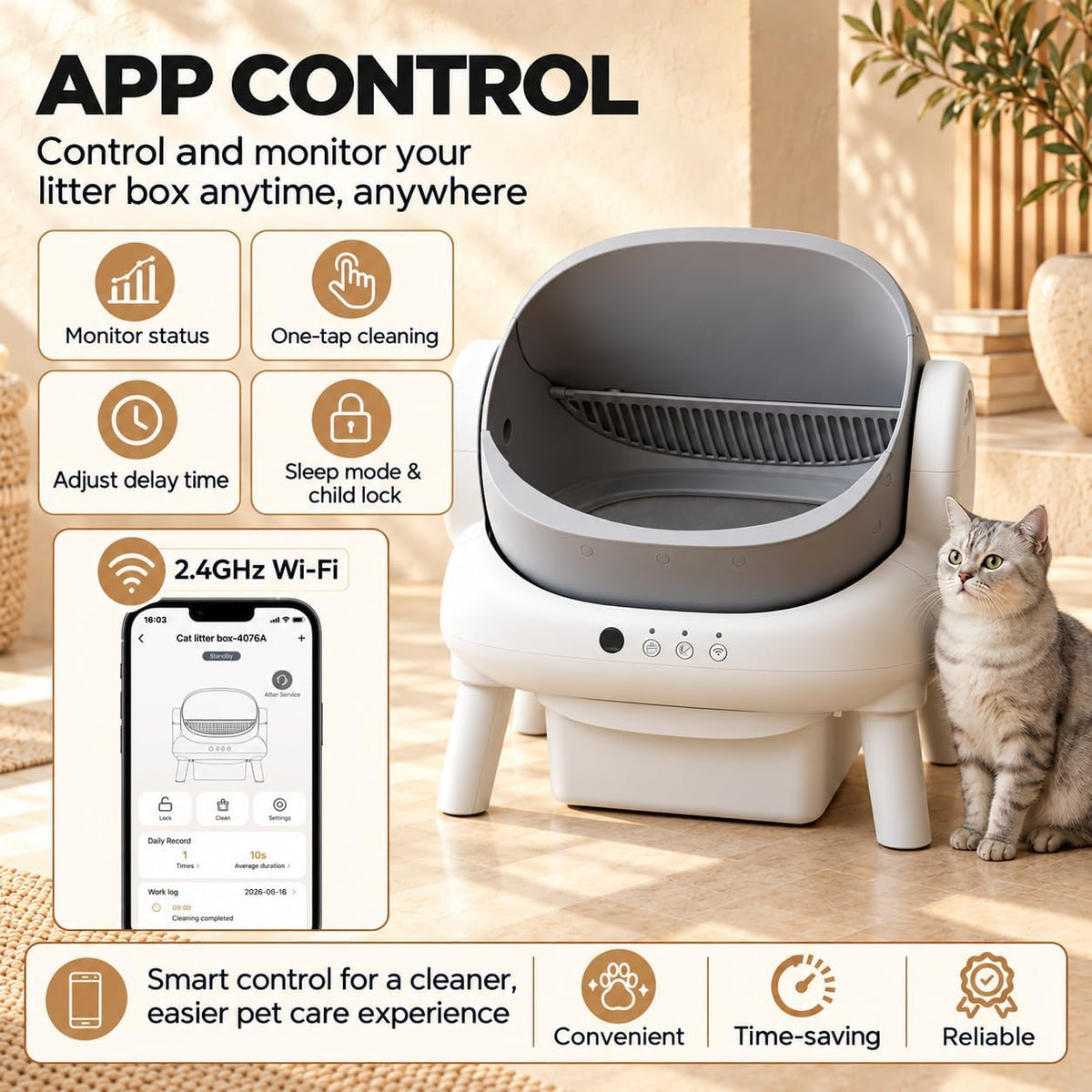 Cumrige Self Cleaning Litter Box, Open Top Automatic Litter Box
