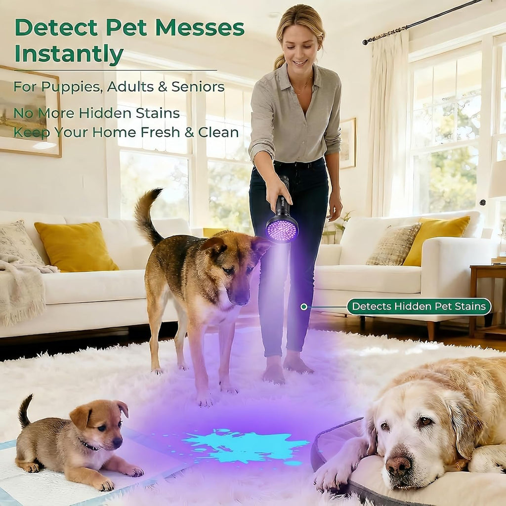 UV Flashlight Black Light, 100 LED 395 nM Ultraviolet Flashlights UV Blacklight Detector for Dog Urine, Pet Stains