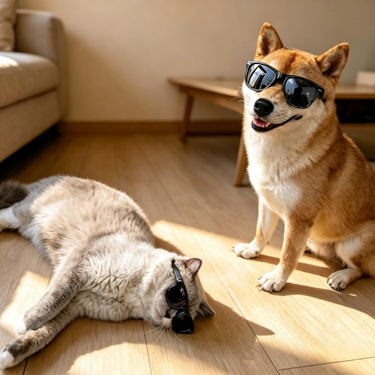Dog Sunglasses for Medium Breeds, Outdoor UV Protection Pet Glasses with Adjustable Temples & Straps, Medium Dog Sun Gla