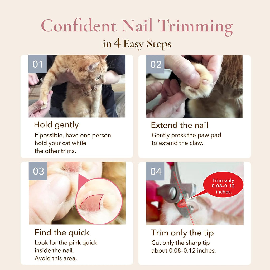 Cat Nail Clipper – Designed in Japan, Beginner Friendly, Guide & Video PINK