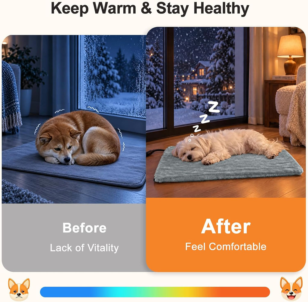 Dog Heating Pad, Heated Dog Bed, Adjustable Temperature with Timer-28 x20in