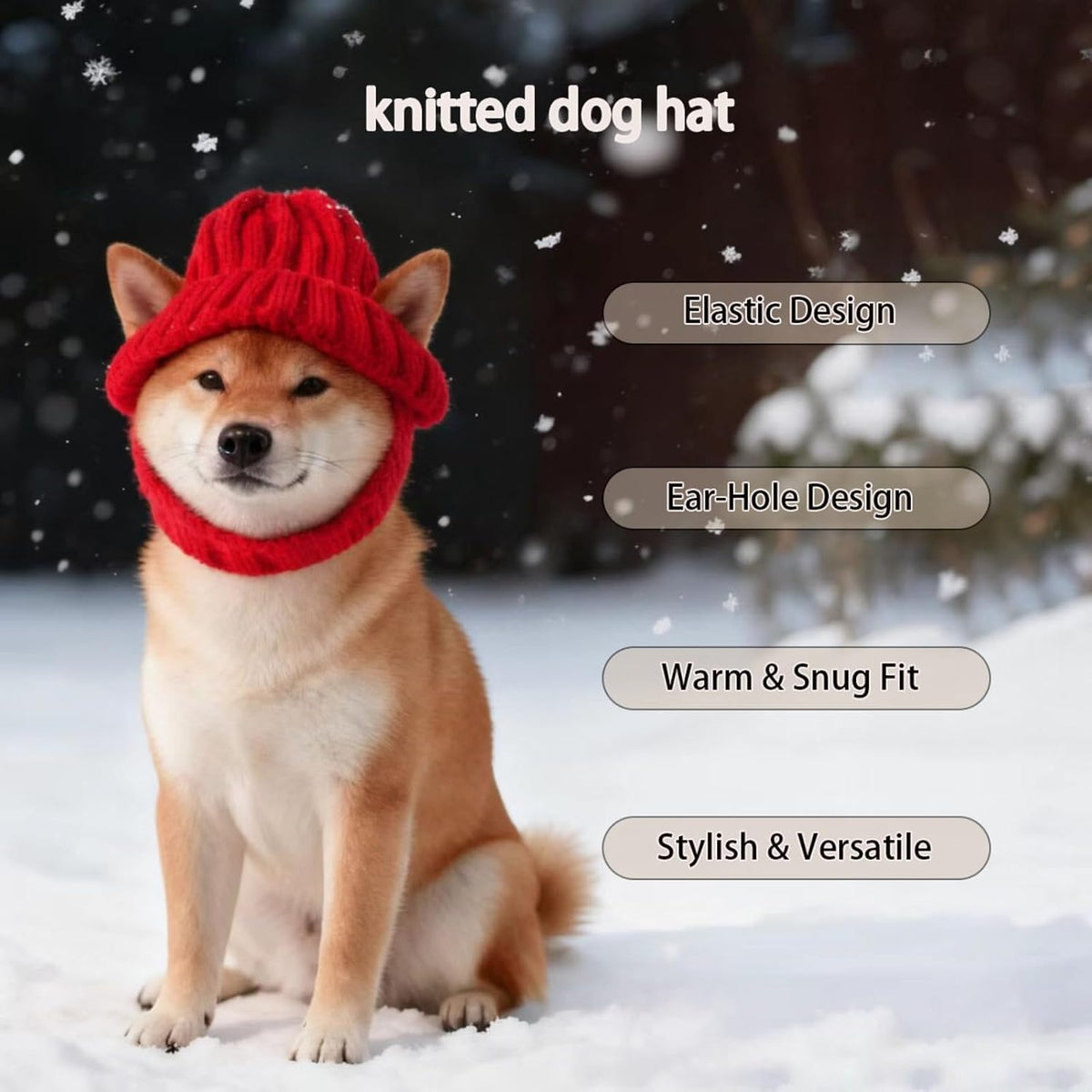 Dog Beanie Hat with Ear Holes, Dog Winter Hats for Small Dogs, Cozy Soft Knitted Hat Pet Cap for Halloween Christmas Cos